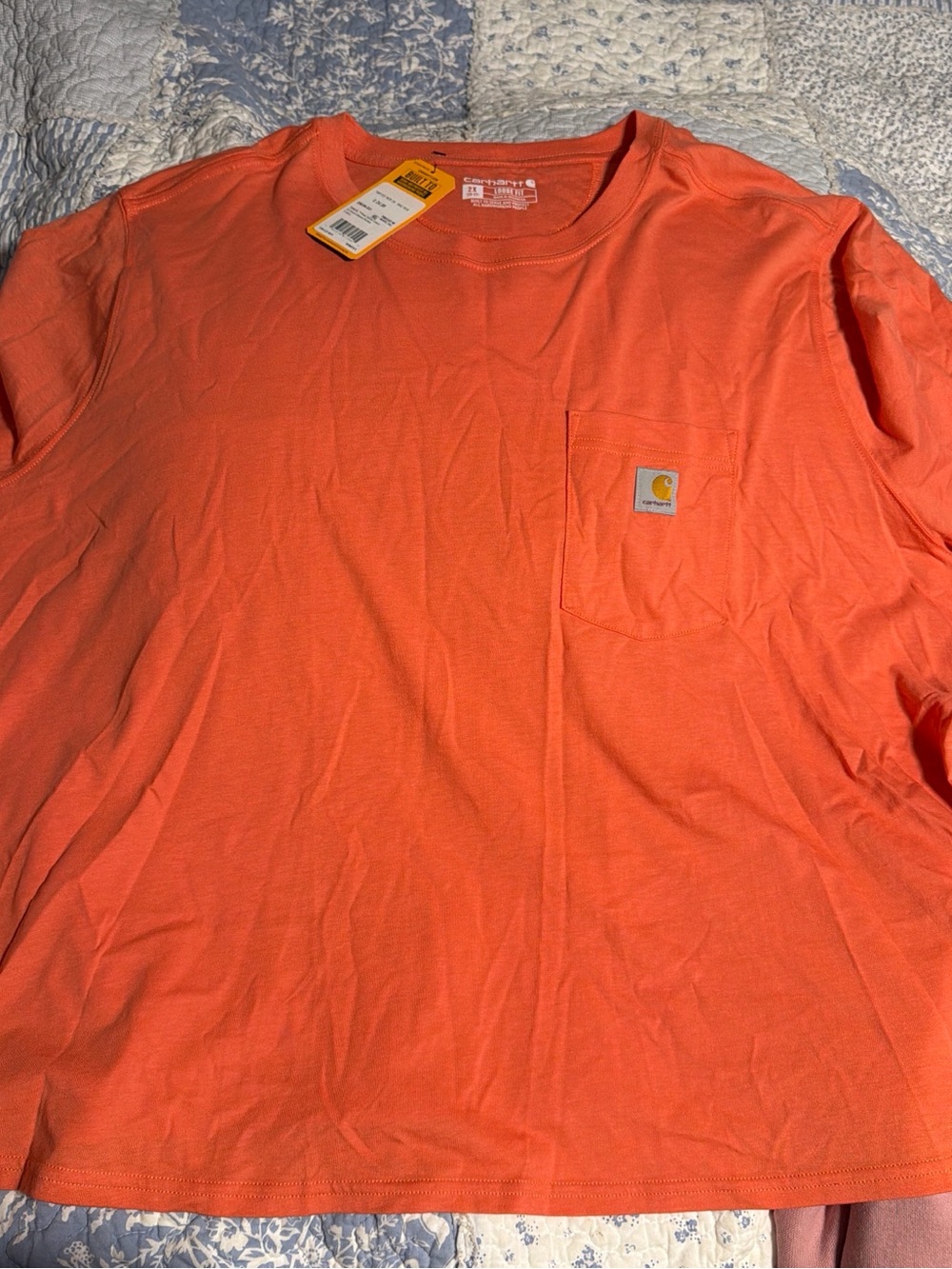 Carhartt Pocket T-Shirt in Coral Orange